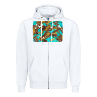 White western turquoise leopard and cowhide background Zipper Hoodie - Artiststas