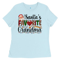 Baby Blue santa's favorite grandma Ladies Tee - AdoDesignShop