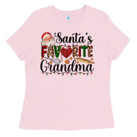 Bubblegum Pink santa's favorite grandma Ladies Tee - AdoDesignShop