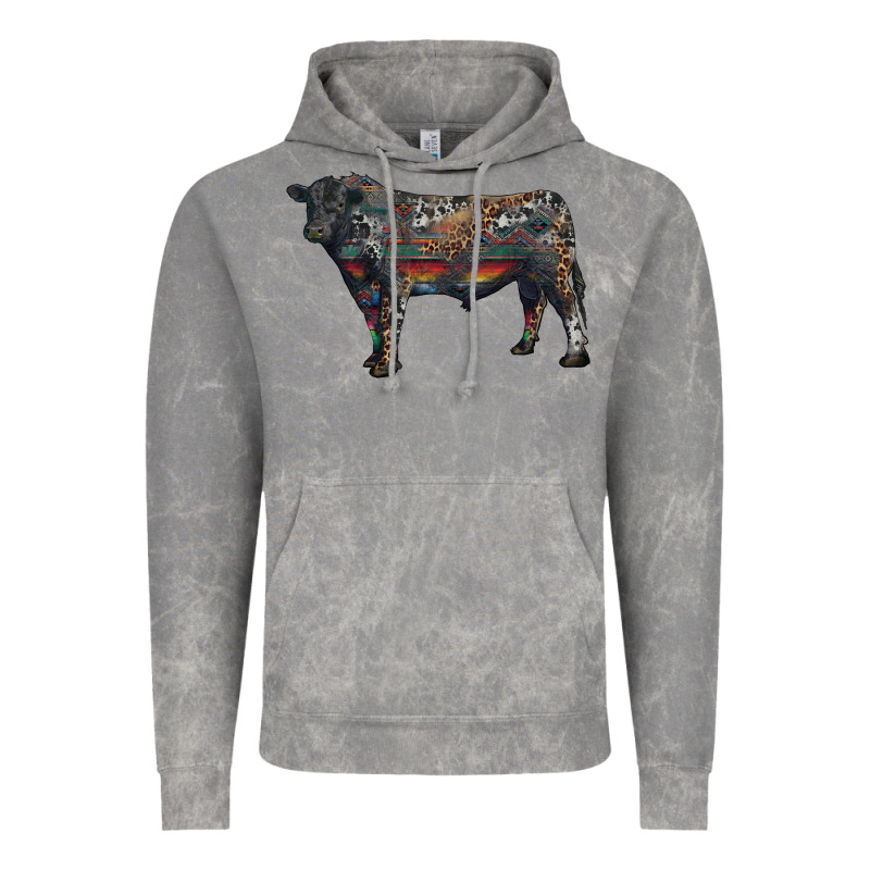 Black Angus Bull With Western Patterns Vintage Hoodie by RanaPortraitStore | Teevron