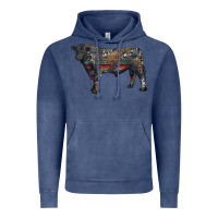 Vintage Denim black angus bull with western patterns Vintage Hoodie - RanaPortraitStore