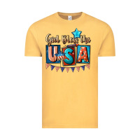 Vintage Mustard God bless the USA 4th of july Vintage Tee - CowGirlArtShop