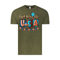 Vintage Olive God bless the USA 4th of july Vintage Tee - CowGirlArtShop