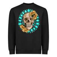 Black skull with gemstone and sunflower Heavyweight Sweatshirt - RanaPortraitStore