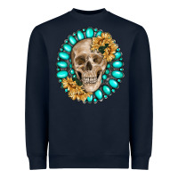 Navy skull with gemstone and sunflower Heavyweight Sweatshirt - RanaPortraitStore