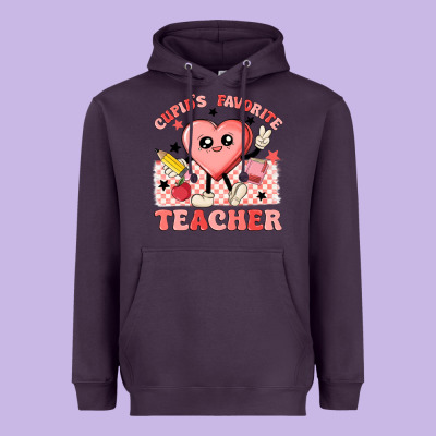 Cupid's Favorite Teacher Heavyweight Hoodie Designed By Maliassmallbusiness