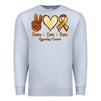 Heather Grey Peace love cure Appendix Cancer Premium Sweatshirt - NancyCooperArtShop