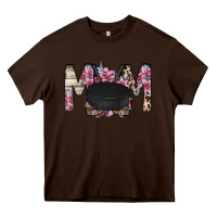 Chocolate Brown mom hockey flower Heavy Core Tee - RacoonDesign