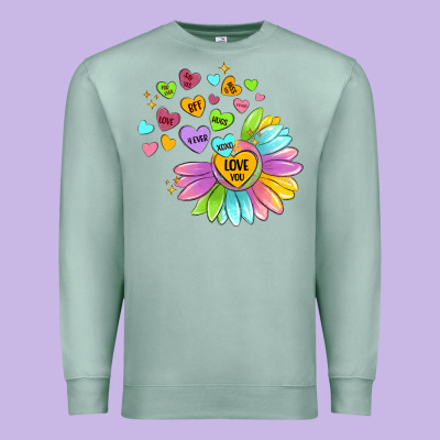Sunflower Love Hugs Premium Sweatshirt Designed By Maliassmallbusiness
