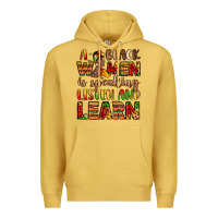 Antique Gold a black women is speaking listen and learn Premium Hoodie - LillyAllenDesigns