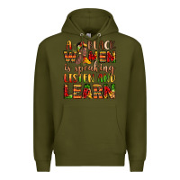 Army Green a black women is speaking listen and learn Premium Hoodie - LillyAllenDesigns