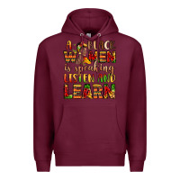 Burgundy a black women is speaking listen and learn Premium Hoodie - LillyAllenDesigns