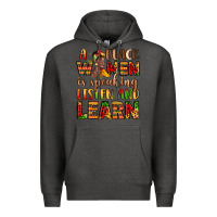 Charcoal Heather a black women is speaking listen and learn Premium Hoodie - LillyAllenDesigns