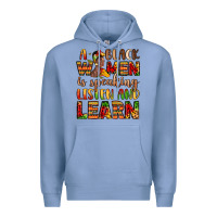 Colony Blue a black women is speaking listen and learn Premium Hoodie - LillyAllenDesigns