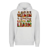 Dove Grey a black women is speaking listen and learn Premium Hoodie - LillyAllenDesigns
