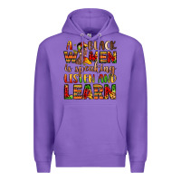 Purple a black women is speaking listen and learn Premium Hoodie - LillyAllenDesigns