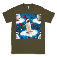 Army Green christmas penguin and heart seamless pattern Classic Tee - BundleAndBundleShop