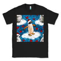 Black christmas penguin and heart seamless pattern Classic Tee - BundleAndBundleShop