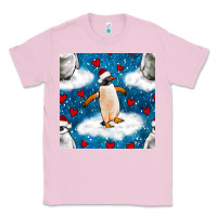 Bubblegum Pink christmas penguin and heart seamless pattern Classic Tee - BundleAndBundleShop