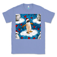 Colony Blue christmas penguin and heart seamless pattern Classic Tee - BundleAndBundleShop
