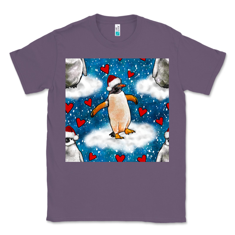 Christmas Penguin And Heart Seamless Pattern Classic Tee by BundleAndBundleShop | Teevron