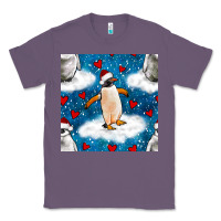 Lavender christmas penguin and heart seamless pattern Classic Tee - BundleAndBundleShop