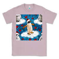 Lilac christmas penguin and heart seamless pattern Classic Tee - BundleAndBundleShop