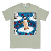 Matcha christmas penguin and heart seamless pattern Classic Tee - BundleAndBundleShop