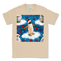 Mushroom christmas penguin and heart seamless pattern Classic Tee - BundleAndBundleShop