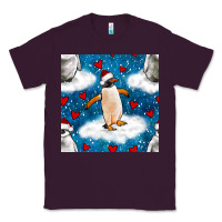 Plum christmas penguin and heart seamless pattern Classic Tee - BundleAndBundleShop