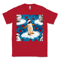 Red christmas penguin and heart seamless pattern Classic Tee - BundleAndBundleShop