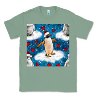 Sage christmas penguin and heart seamless pattern Classic Tee - BundleAndBundleShop