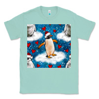 Seafoam christmas penguin and heart seamless pattern Classic Tee - BundleAndBundleShop