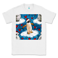 White christmas penguin and heart seamless pattern Classic Tee - BundleAndBundleShop