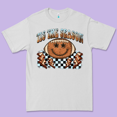 Tis The Season Football Smiley Face Premium Tee Designed By Barkaloodesign