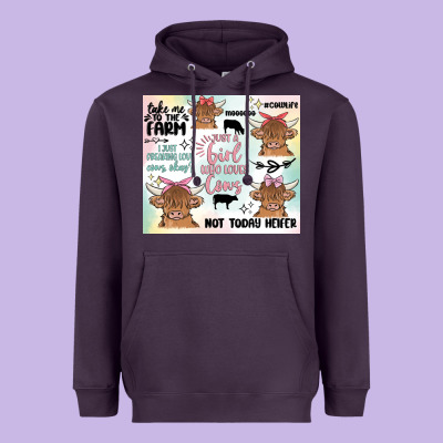 Cow Farm Life Heavyweight Hoodie Designed By Maliassmallbusiness