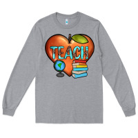 Heather Grey teach heart Long Sleeve Tee - JahusDesignShop