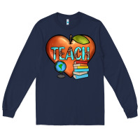Navy teach heart Long Sleeve Tee - JahusDesignShop