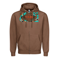 Chestnut western texas and bullskulls with turquoise and leopard licanse plate Zipper Hoodie - Artiststas