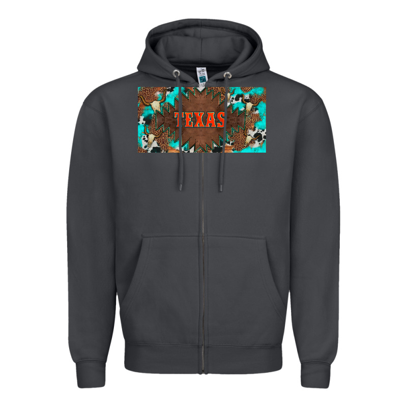 Western Texas And Bullskulls With Turquoise And Leopard Licanse Plate Zipper Hoodie by Artiststas | Teevron