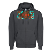 Smoke western texas and bullskulls with turquoise and leopard licanse plate Zipper Hoodie - Artiststas