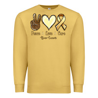 Antique Gold Peace love cure Bone Cancer Premium Sweatshirt - NancyCooperArtShop
