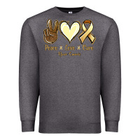 Charcoal Heather Peace love cure Bone Cancer Premium Sweatshirt - NancyCooperArtShop