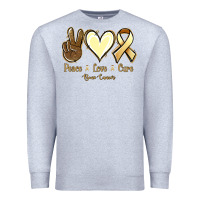 Heather Grey Peace love cure Bone Cancer Premium Sweatshirt - NancyCooperArtShop