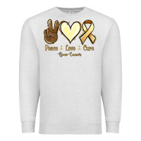 Oatmeal Heather Peace love cure Bone Cancer Premium Sweatshirt - NancyCooperArtShop