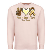 Pale Pink Peace love cure Bone Cancer Premium Sweatshirt - NancyCooperArtShop