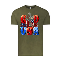 Vintage Olive God bless the USA  4th of july Vintage Tee - CowGirlArtShop