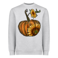 Heather Grey pumpkin with sunflower Heavyweight Sweatshirt - RanaPortraitStore