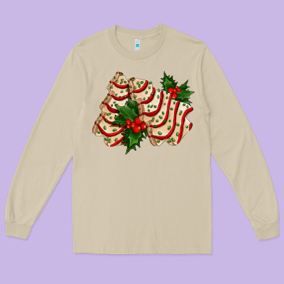 White Christmas Tree Cake Ado Long Sleeve Tee Designed By Adodesignshop