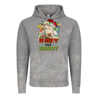 Cloud Rock merry and bright charolais cattle cow with christm Vintage Hoodie - RanaPortraitStore